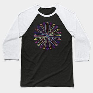 Fireworks Flower | Rainbow Rose Curve Black Baseball T-Shirt